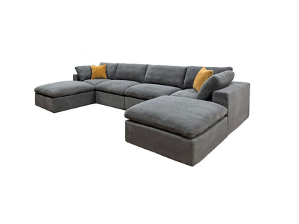 Upholstery Full Compressed Modular Sectional With Toss Pillows - Light Gray