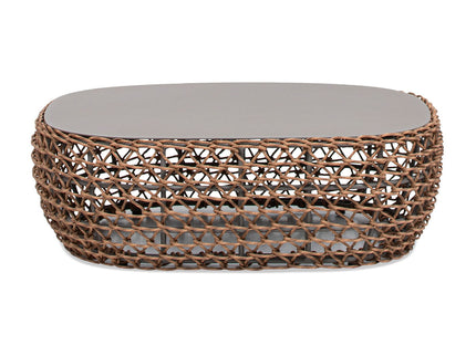 Willow - Oval Woven Patio Coffee Table, Wicker Frame