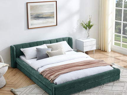 Modern Upholstered Bed Frame With Thick Fabric And Headboard