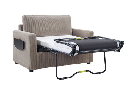 Sleeper Sofa With Foldable Mattress, USB Ports, Side Table & Storage Pocket