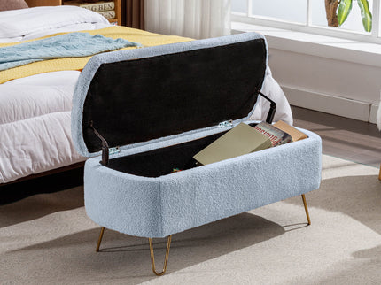 Storage Ottoman Bench For End Of Bed Legs, Modern Camel Faux Fur Entryway Bench Upholstered Padded With Storage For Living Room Bedroom