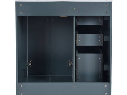 Ceramic Sink Combo, Freestanding Vanity Set With 3 Drawers & Soft Closing Doors