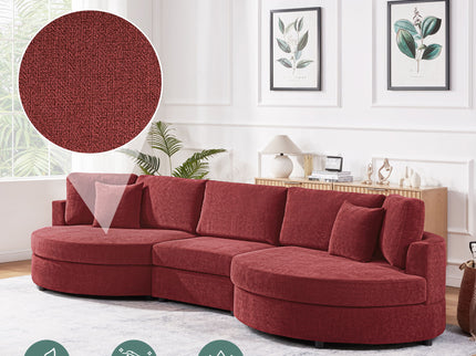 Modern 3 Seater Upholstered Sofa With Curved Design