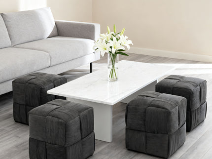 Modern Ottoman Foot Rest With Woven Design
