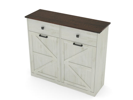 Double Tilt Out Trash Cabinet With Hideaway Drawer And Barn Door Style
