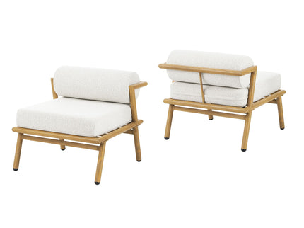 La Fiora - Outdoor Patio Iron Club Chair (Set of 2) - Off White / Teak