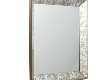 Antique Rectangle Mirror With Floral Accents, Mirrored Display Tray, Hanging Wall Mirror