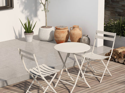 3 Piece Patio Bistro Set Of Foldable Round Table And Chairs