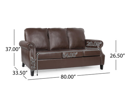 Contemporary 3 Seater Sofa With Nailhead Trim