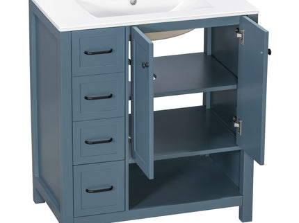 Bathroom Vanity With Sink Top, Bathroom Vanity Cabinet With 2 Doors And 2 Drawers, Open Shelf