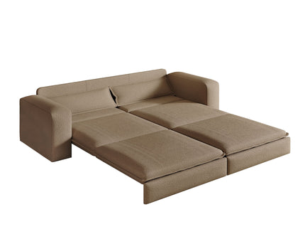 King Size Sleeper Pull Out Sofa Bed, 3 In 1 Convertible Chaise Lounge With 2 Pillows For Living Room - Camel