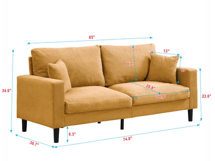 Modern Upholstered 2 Piece Sofa Set With 3 Seater And 2 Seater