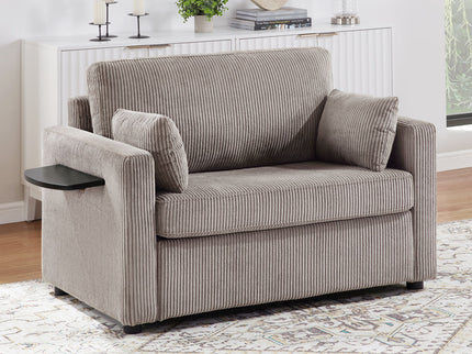 Sleeper Sofa With Foldable Mattress, USB Ports, Side Table & Storage Pocket