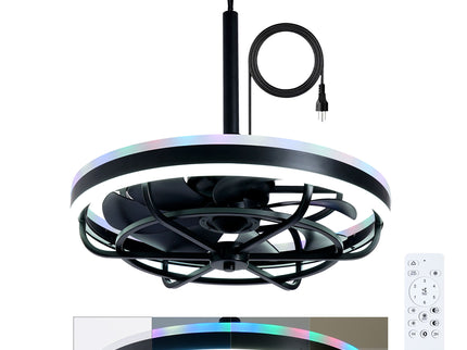 Ceiling Fan Light LED Light Source And Remote Control, 3000 - 6500K Dimmable LED Fan Light, 6 Speeds, For Living Room - Matte Black