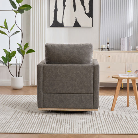 Modern Upholstered Square Swivel Accent Chair With 360 Degree Rotation