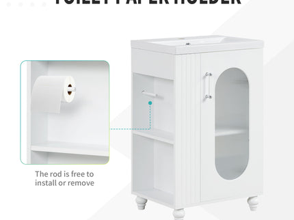 Modern Bathroom Vanity With Sink, Adjustable 2 Tier Shelf