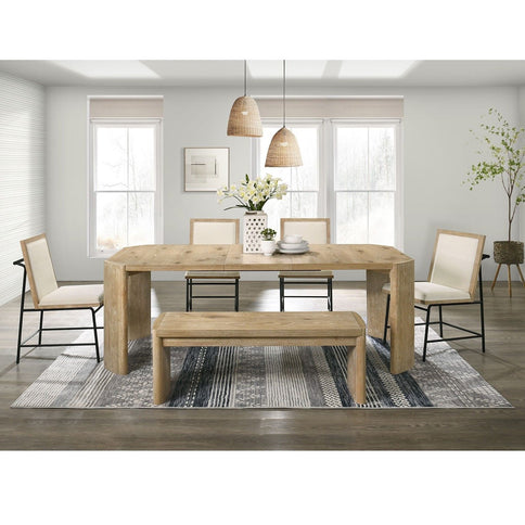 Upholstered Bench For Dining Room - Oak