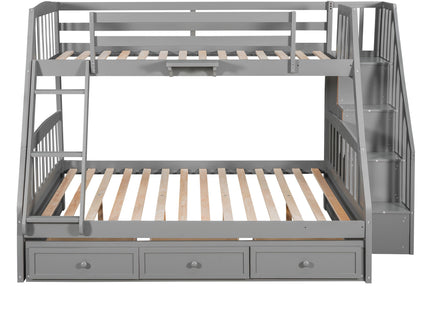 Bunk Bed With Drawers, Ladder And Storage Staircase