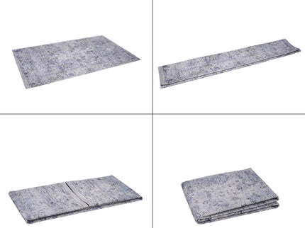 Maval - 2'6'' X 10' Washable Runner Rug - Blue / Cream