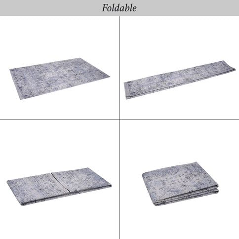 Maval - 2' X 3' Washable Area Rug - Blue / Cream