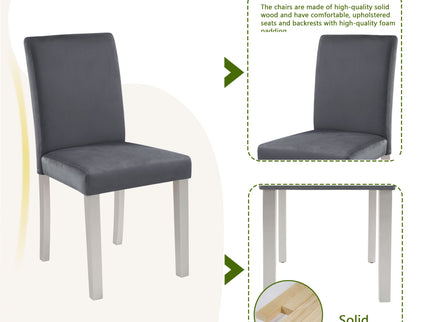 5 Pieces Wooden Dining Table Set, Square Table And 4 Upholstered Chairs