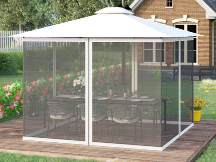 Outsunny - 10' x 13' Replacement Mesh Sidewall Netting For Patio Gazebos And Canopy Tents With Zippers (Sidewall Only) - White