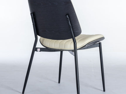 Dining Chairs (Set of 2) Mid-Century Modern Retro Chair With Walnut Bentwood Back Upholstered Seat Metal Legs Adjustable Foot For Kitchen Dining Room Chairs