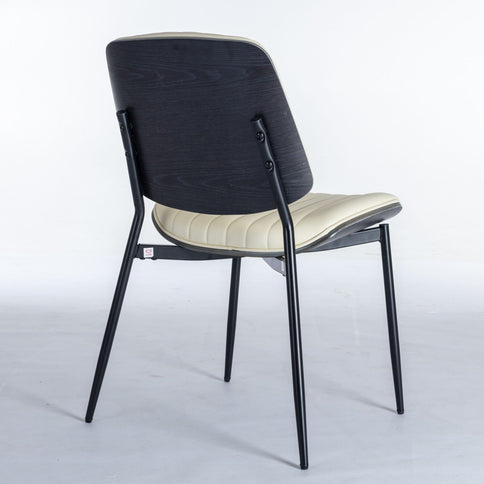 Dining Chairs (Set of 2) Mid-Century Modern Retro Chair With Walnut Bentwood Back Upholstered Seat Metal Legs Adjustable Foot For Kitchen Dining Room Chairs