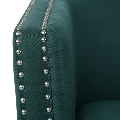 Modern Upholstered Swivel Club Chair With Nailhead Trim