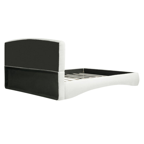 King Curved Upholstered Bed With Smart Ambient Lighting - Cream