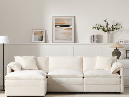 Modular Sectional With Deep And Wide Seat, Cloud Couch Set With Double Cushions Sofa With Movable Ottoman
