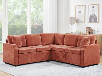 Modern L Shaped Sectional Sofa Bed With Hidden Storage Upholstery