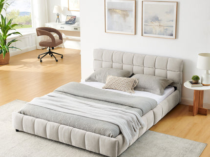 Modern Platform Bed Frame With Thick Fabric