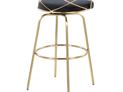 Charlotte - Glam Glam / Art Deco Fixed Height Barstool With Swivel With Round Footrest (Set of 2)