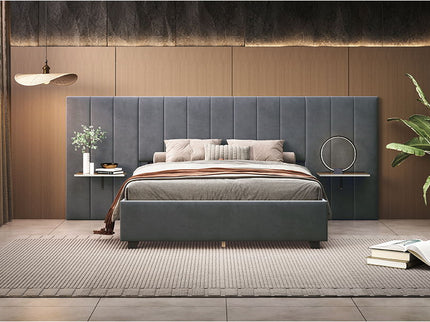 Upholstered Platform Bed With Big Headboard