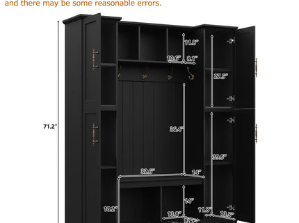 Hall Tree With 4 Side Cabinets