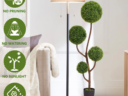 Artificial Boxwood Topiary Tree Triple Ball Shaped Faux Plant 150 Cm - Green