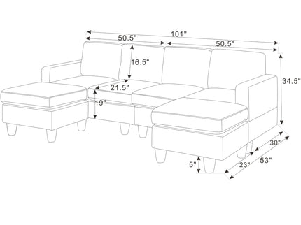 Modular Sectional With 2 Ottomans