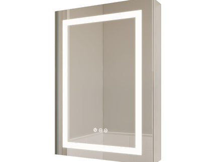 Bathroom Medicine Cabinet With LED Mirror, Anti-Fog, Waterproof, 3000K~6000K Single Door Lighted Bathroom Cabinet With Touch Swich