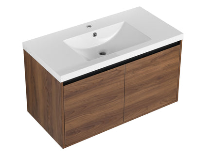 Bathroom Vanity Set With Resin Countertop Sink And 2 Doors, Engineered Wood