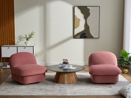 Pumpkin Shaped Swivel Accent Chair, 360 Degree Rotation For Living Room