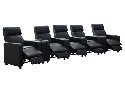Warren - 5 Seater Home Theater With 2 Wedge Consoles - Black