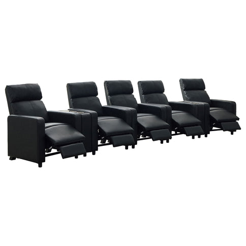 Warren - 5 Seater Home Theater With 2 Wedge Consoles - Black