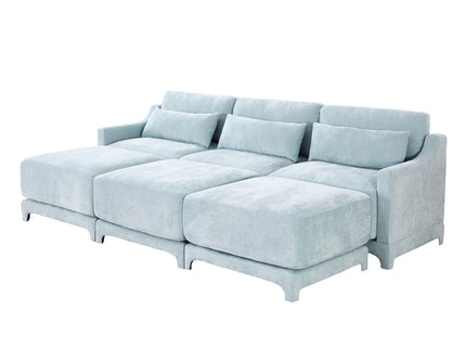 Stylish Sofa With Ottoman And Lumbar Pillows, Ergonomic Design