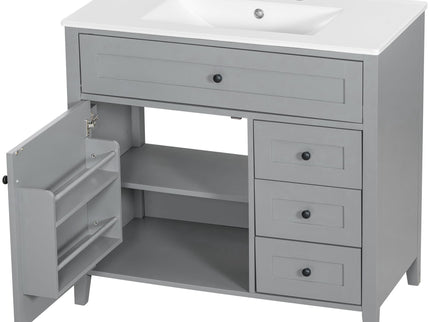 Bathroom Vanity With Sink, Cabinet With 3 Drawers And Adjustable Shelf