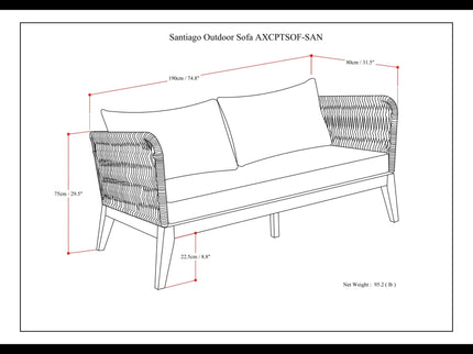 Santiago - Outdoor Sofa - Slate Gray