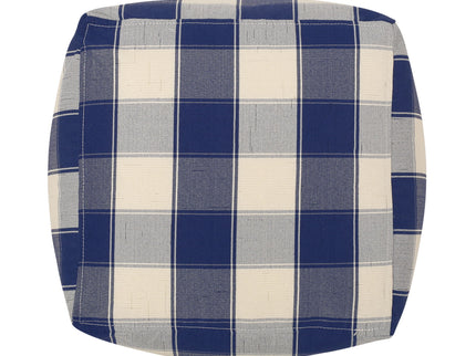 Connor - Checkered Square Pouf Ottoman And Floor Cushion - Ivory / Navy