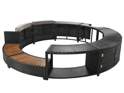 Spa Surround Spa Frame Patio Rattan Sofa Set With Storage Spaces, Mini Sofa And Comfortable Cushion For Patio, Backyard