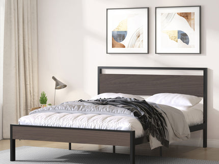 Ceres - Metal Bed With Wood Headboard & Footboard