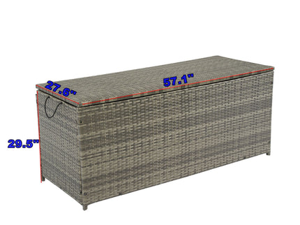 Outdoor Storage Box, Wicker Patio Deck Boxes With Lid, Outdoor Cushion Storage For Kids Toys, Pillows, Towel, Wicker